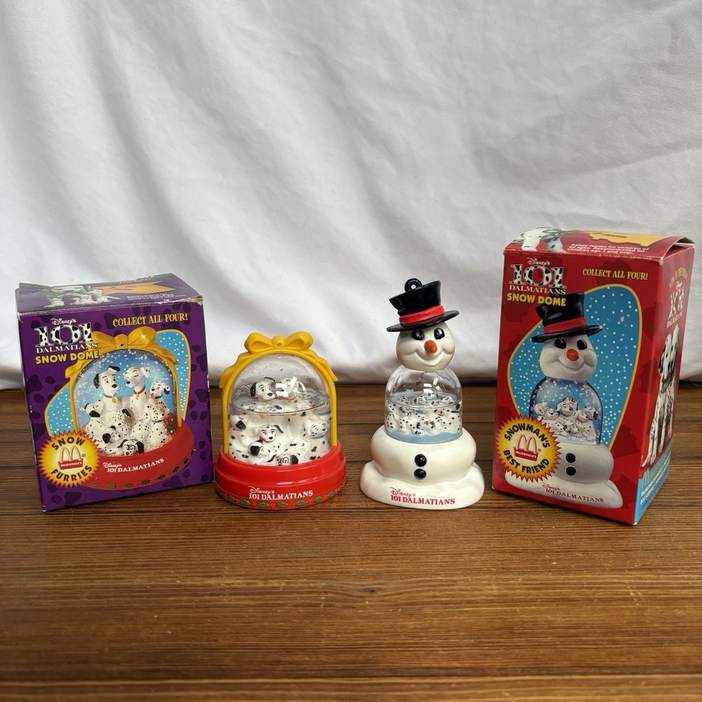 Disney 101 Dalmatians Snow Domes McDonalds 1996 Lot of 2 w/ Original Boxes